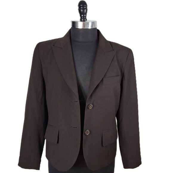 Michael Kors Womans Business Career Suit Blazer Jacket Sz 12 Matte Brown Fitted - Picture 3 of 16